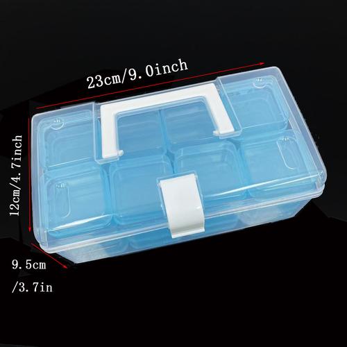 32-Compartment Blue Plastic Storage Box | Battery Organizer Dustproof Case