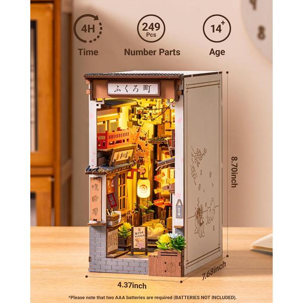 3D Wooden Miniature Dollhouse Puzzle - Sakura Wine Alley With LED Lights-1-ZCA-Home-Tech-Supply