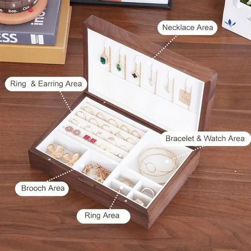 Wooden Jewelry Storage Box | Ladies Necklace Bracelet Watch Organizer