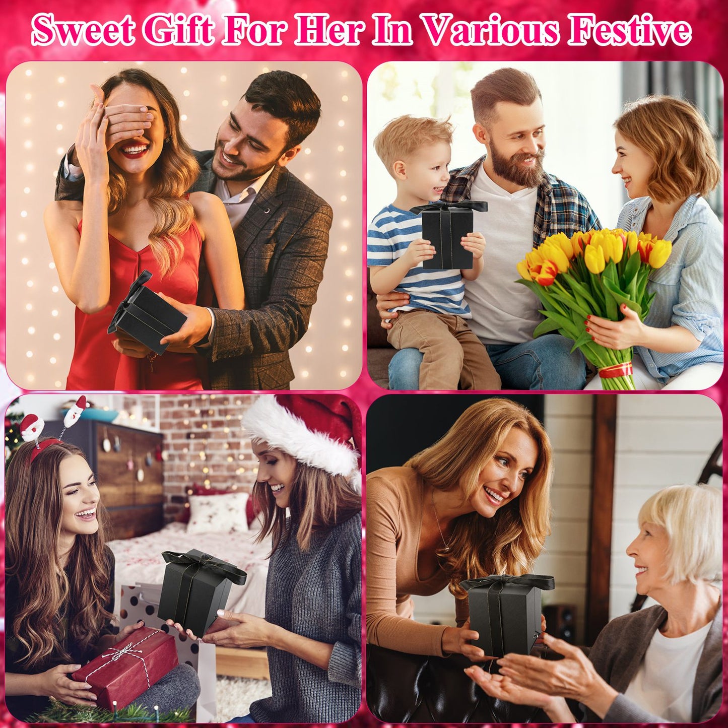 Preserved Red Real Rose With Heart Golden Necklace Eternal Flowers Rose