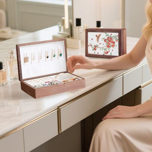Wooden Jewelry Storage Box | Ladies Necklace Bracelet Watch Organizer