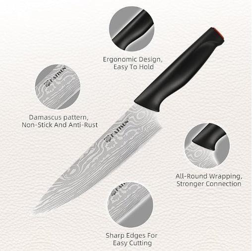 Damascus Pattern High Carbon Steel 15-Piece Kitchen Knife Set-1-ZCA-Home-Tech-Supply